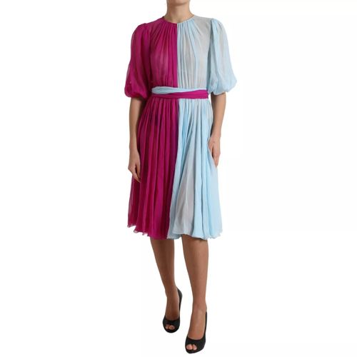 Light Blue Silk Two Tone Midi Women's Dress (Pre-Owned) - Dolce & Gabbana - Modalova