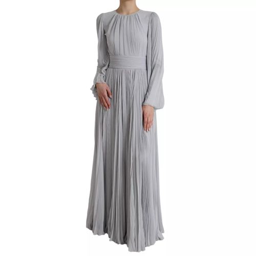 Light Grey Polyester Pleated Long Maxi Women's Dress (Pre-Owned) - Dolce & Gabbana - Modalova