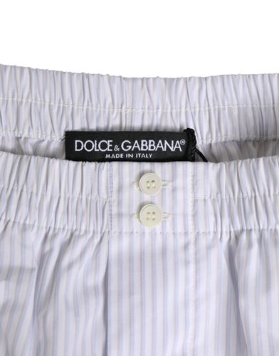 Blue Cotton Striped Button Fly Shorts Men's Swimwear - Dolce & Gabbana - Modalova