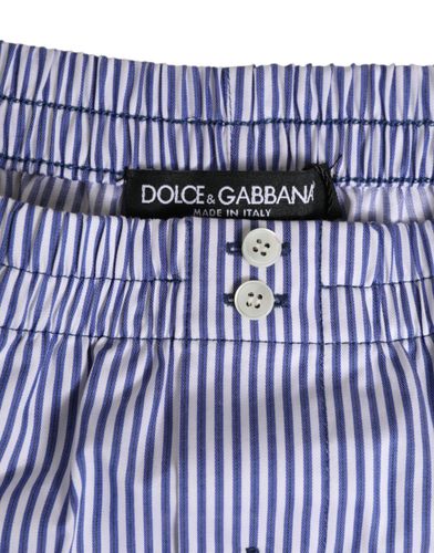 Blue White Cotton Striped Button Fly Shorts Men's Swimwear - Dolce & Gabbana - Modalova