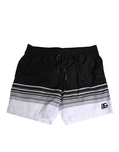 Black White Striped DG Logo Men Short Men's Swimwear (Pre-Owned) - Dolce & Gabbana - Modalova