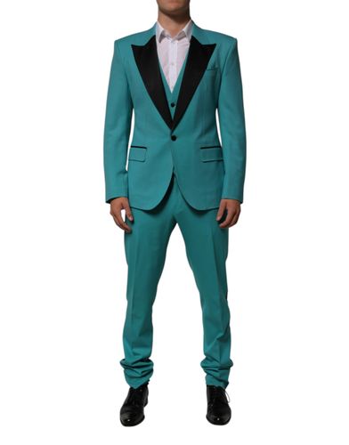 Cyan 3 Piece Wool Silk Blend Suit Men's SICILIA (Pre-Owned) - Dolce & Gabbana - Modalova