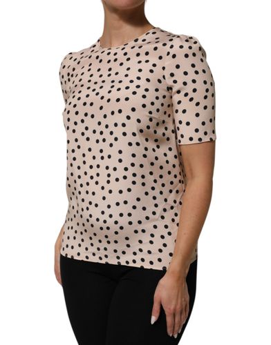 Black Polka Dot Silk Short Sleeve Blouse Women's Top - Dolce & Gabbana - Modalova