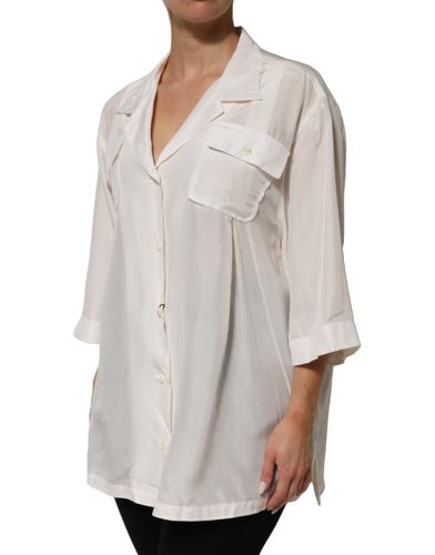 Silk Collared 3/4 Sleeves Blouse Women's Top - Dolce & Gabbana - Modalova