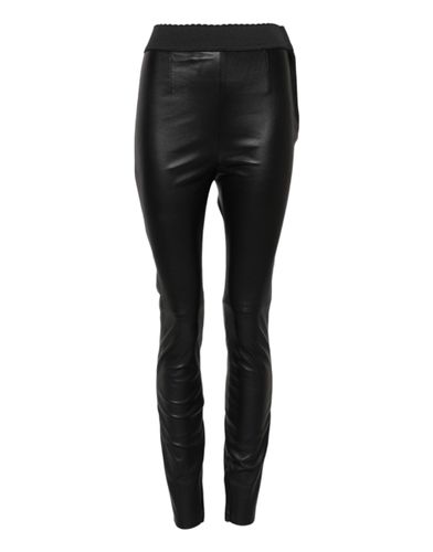 Leather Elastic Waist Women's Pants - Dolce & Gabbana - Modalova