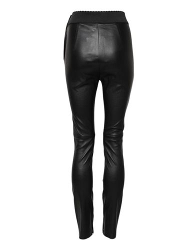 Leather Elastic Waist Women's Pants - Dolce & Gabbana - Modalova