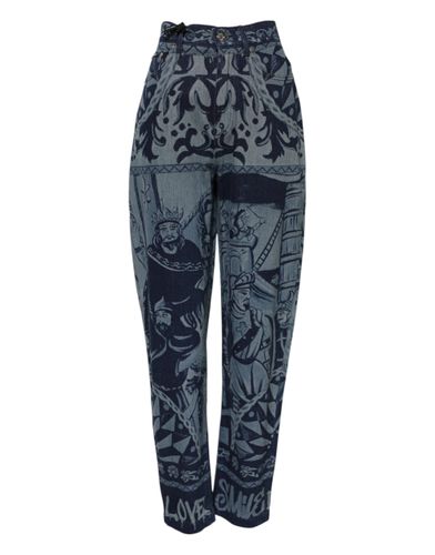 Graphic Print Tapered Denim Women's Jeans - Dolce & Gabbana - Modalova