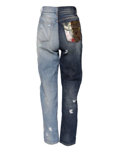 Patchwork Tapered Denim Women's Jeans - Dolce & Gabbana - Modalova