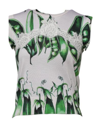 Green Pea Print Sleeveless Blouse Women's Top - Dolce & Gabbana - Modalova