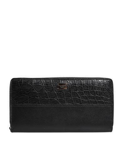 Leather Logo Plaque Zip Around Continental Men's Wallet - Dolce & Gabbana - Modalova