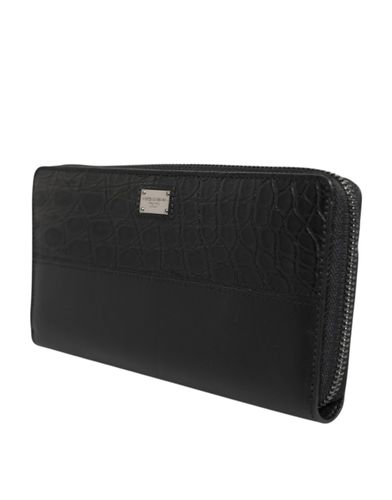 Leather Logo Plaque Zip Around Continental Men's Wallet - Dolce & Gabbana - Modalova