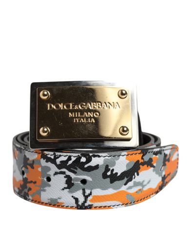 Camouflage Metal Logo Buckle Men's Belt - Dolce & Gabbana - Modalova