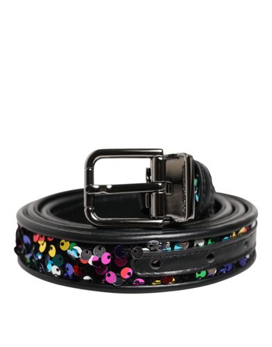 Sequin Embellished Metal Buckle Men's Belt - Dolce & Gabbana - Modalova