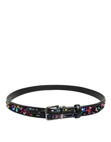 Sequin Embellished Metal Buckle Men's Belt - Dolce & Gabbana - Modalova