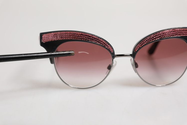 Black Mirrored Cat Eye DG6109 Sequined Women's Sunglasses (Pre-Owned) - Dolce & Gabbana - Modalova