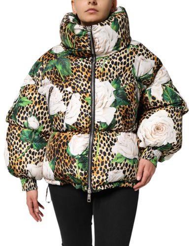 Leopard Rose Puffer Quilted Women's Jacket - Dolce & Gabbana - Modalova
