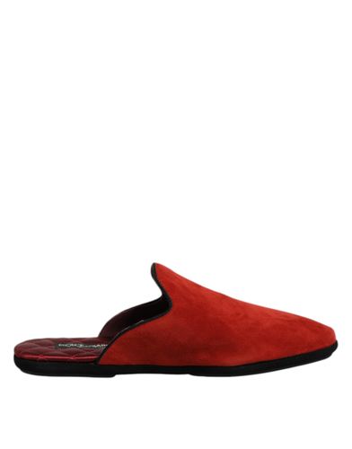 Suede Slides Flat Slipper Men's Shoes - Dolce & Gabbana - Modalova