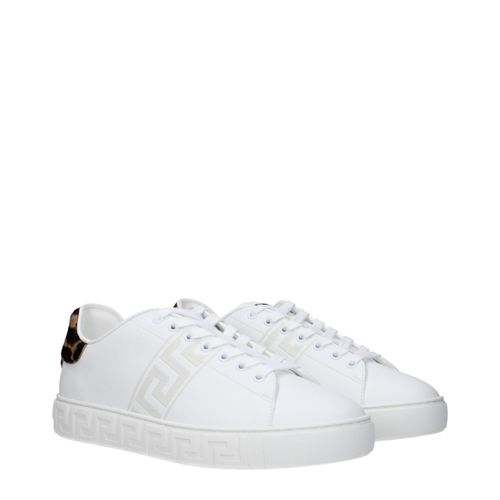 Leather Low Top Men's Sneakers - Versace - Modalova
