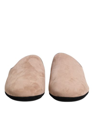 Suede Leather Slides Flat Slipper Men's Shoes - Dolce & Gabbana - Modalova