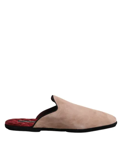 Suede Leather Slides Flat Slipper Men's Shoes - Dolce & Gabbana - Modalova