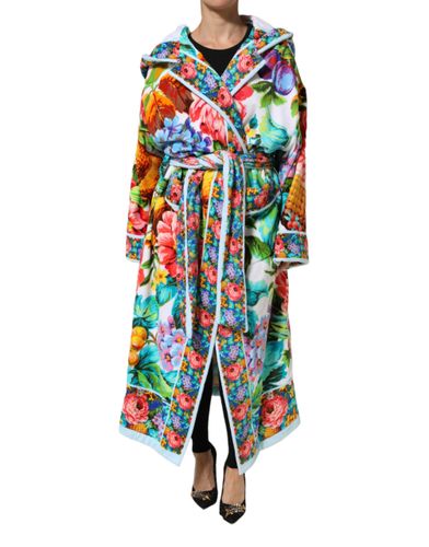 Floral Print Belted Bathrobe Coat Women's Jacket - Dolce & Gabbana - Modalova