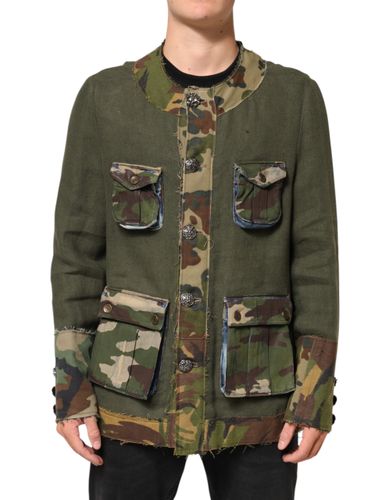 Camouflage Linen Button Down Men's Jacket - Dolce & Gabbana - Modalova