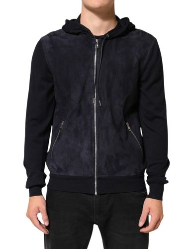 Leather Full Zip Hooded Blouson Men's Jacket - Dolce & Gabbana - Modalova