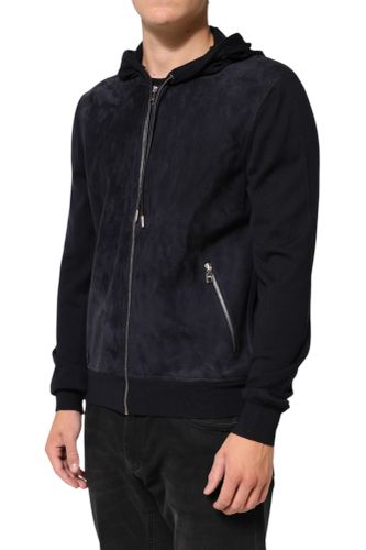 Leather Full Zip Hooded Blouson Men's Jacket - Dolce & Gabbana - Modalova