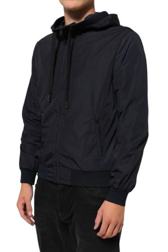 Logo Tape Hooded Full Zip Bomber Men's Jacket (Pre-Owned) - Dolce & Gabbana - Modalova