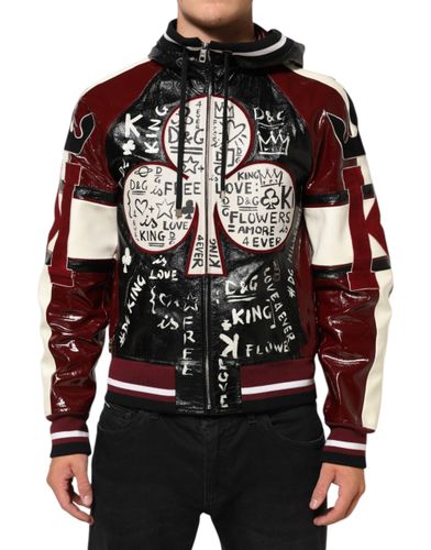 Hooded Leather DG King Men Biker Men's Jacket - Dolce & Gabbana - Modalova