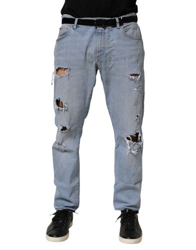Cotton Distressed Slim Fit Denim Men's Jeans - Dolce & Gabbana - Modalova