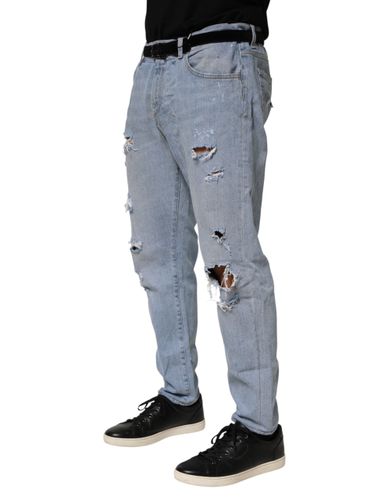 Cotton Distressed Slim Fit Denim Men's Jeans - Dolce & Gabbana - Modalova