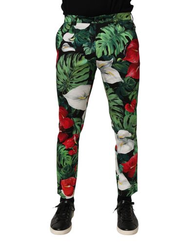 Floral Print Cotton Tapered Men's Pants - Dolce & Gabbana - Modalova