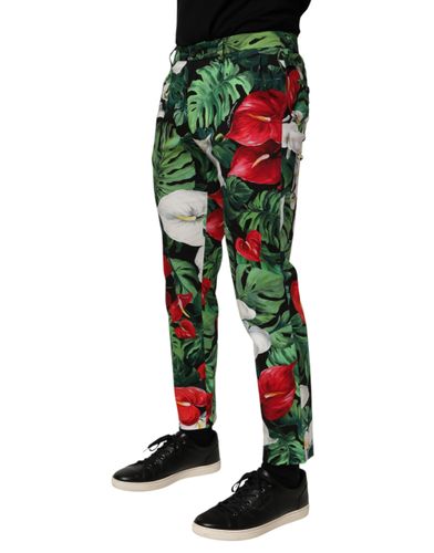 Floral Print Cotton Tapered Men's Pants - Dolce & Gabbana - Modalova