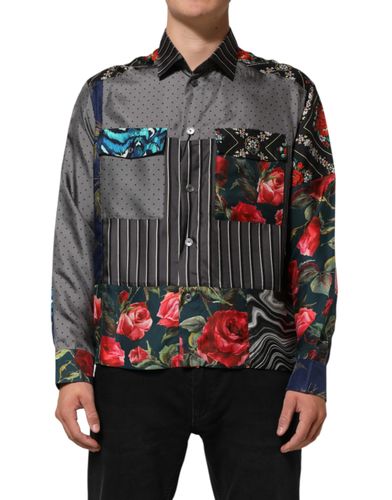 Patchwork Long Sleeves Silk Men's Shirt - Dolce & Gabbana - Modalova