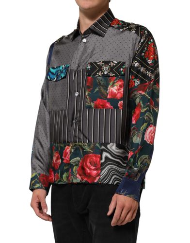 Patchwork Long Sleeves Silk Men's Shirt - Dolce & Gabbana - Modalova