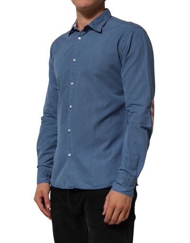 Cotton Slim Fit Collared Long Sleeve Casual Men's Shirt (Pre-Owned) - AGLINI - Modalova