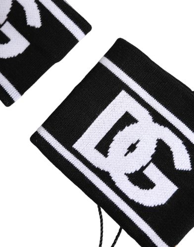 Black White DG Logo Cotton 1 Pair One Men's Wristband - Dolce & Gabbana - Modalova