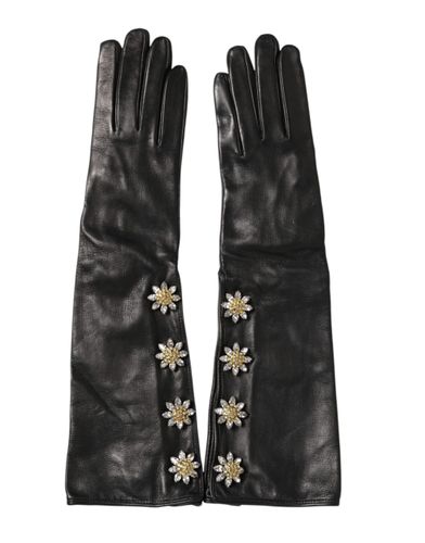 Leather Embellished Long Mitten Women's Gloves - Dolce & Gabbana - Modalova