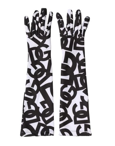 Black White DG Logo Elbow Length Mitten Women's Gloves - Dolce & Gabbana - Modalova