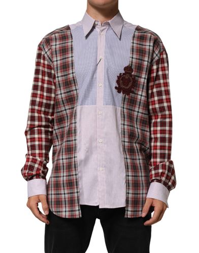 Cotton Collared Checkered Men's Shirt - Dolce & Gabbana - Modalova