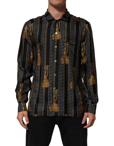 Dotted Tassel Silk Button Down Men's Shirt - Dolce & Gabbana - Modalova
