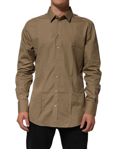 Cotton Collared Men GOLD Dress Men's Shirt (Pre-Owned) - Dolce & Gabbana - Modalova