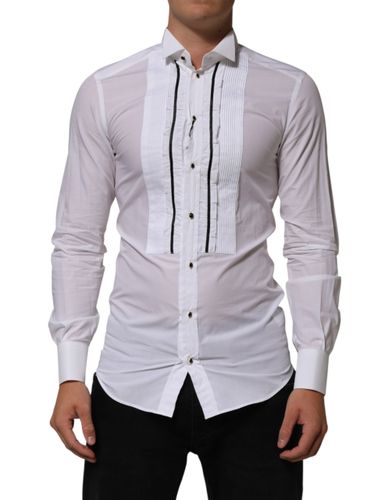 Cotton Collared Long Sleeve GOLD Dress Men's Shirt - Dolce & Gabbana - Modalova