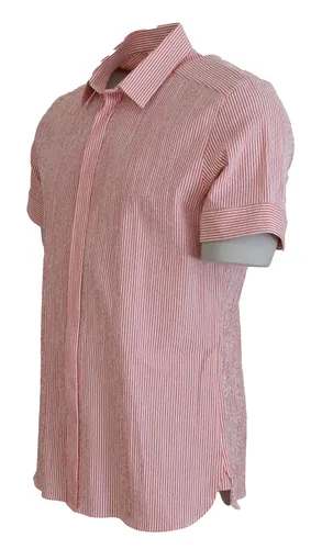 Red White Striped Cotton Short Sleeve Men's Shirt - Dolce & Gabbana - Modalova