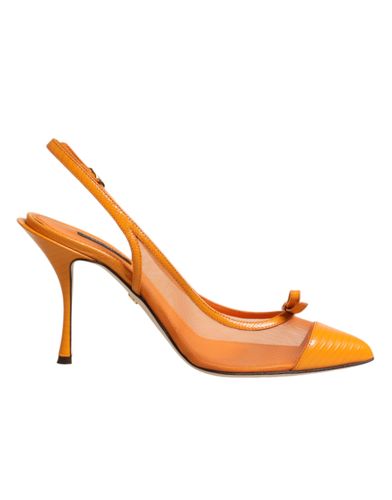 Leather Mesh Heels Slingback Women's Shoes - Dolce & Gabbana - Modalova