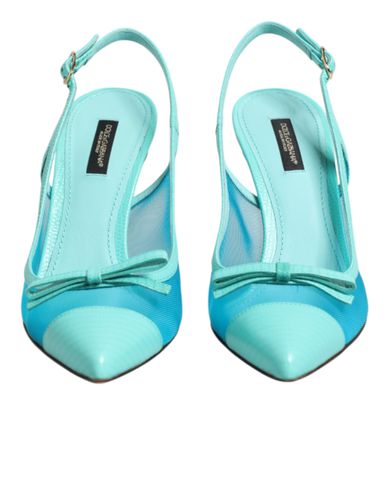 Blue Leather Mesh Heels Slingback Women's Shoes - Dolce & Gabbana - Modalova