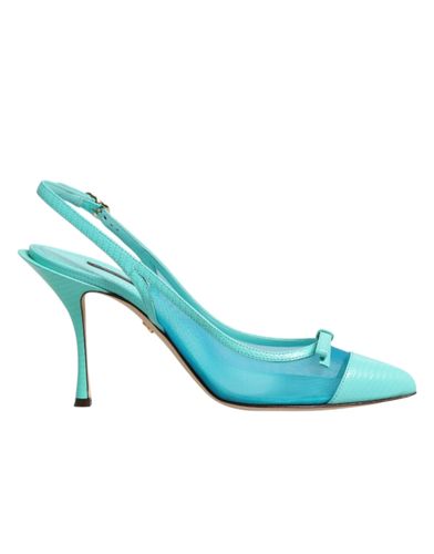 Blue Leather Mesh Heels Slingback Women's Shoes - Dolce & Gabbana - Modalova