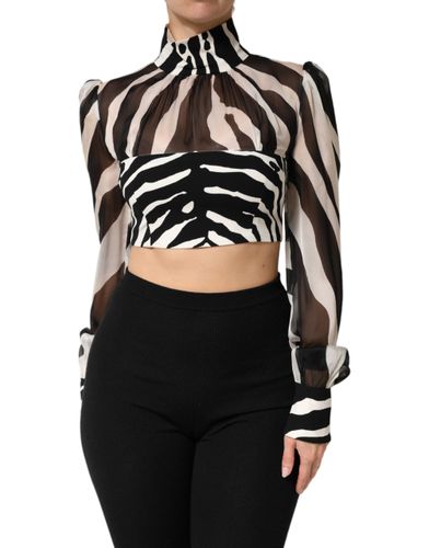 Zebra Print Chiffon Paneled Crop Blouse Women's Top (Pre-Owned) - Dolce & Gabbana - Modalova