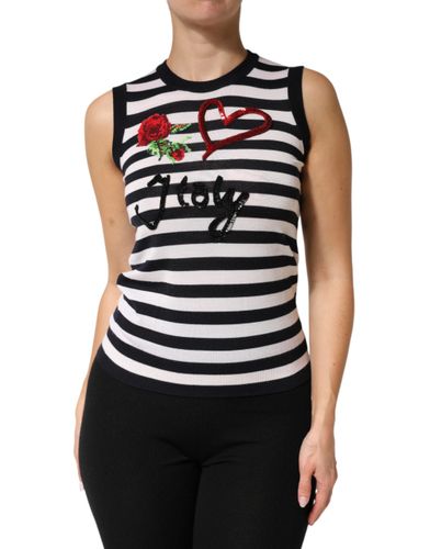 Black White Cashmere Silk Sleeveless Women's Top - Dolce & Gabbana - Modalova